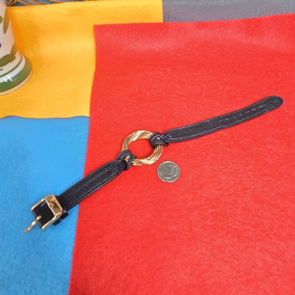 Bronze Milor Coppery Gold Tone Black Cowhide Leather Bracelet - Picture 7 of 7